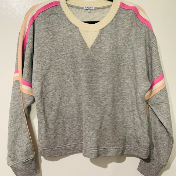 Splendid Womens Gray Striped Heathered Ribbed Trim - Picture 4 of 7